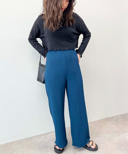 toucher du brise（トゥシェドブリーズ）の「【ウエストゴムで楽チン】プリーツパンツ（その他パンツ・レディース・ブラック/グリーン/パープル/オレンジ/ブルー/ピンク・M）」の15枚目の写真