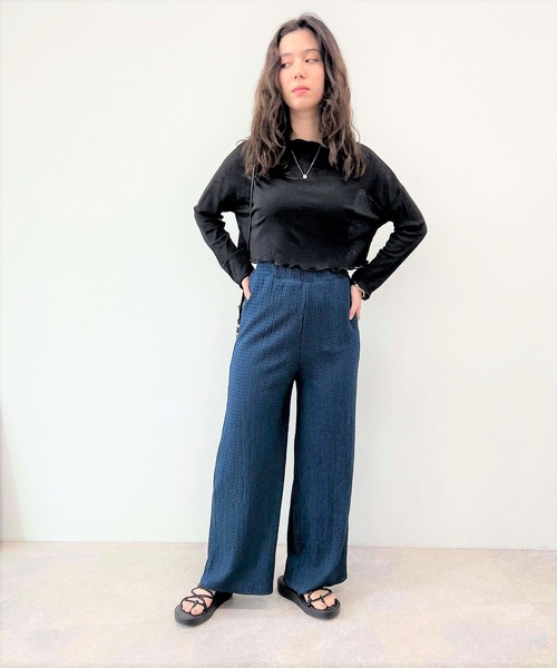 toucher du brise（トゥシェドブリーズ）の「【ウエストゴムで楽チン】プリーツパンツ（その他パンツ・レディース・ブラック/グリーン/パープル/オレンジ/ブルー/ピンク・M）」の16枚目の写真