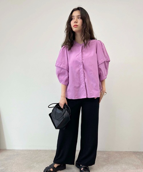 toucher du brise（トゥシェドブリーズ）の「【ウエストゴムで楽チン】プリーツパンツ（その他パンツ・レディース・ブラック/グリーン/パープル/オレンジ/ブルー/ピンク・M）」の7枚目の写真