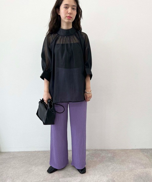 toucher du brise（トゥシェドブリーズ）の「【ウエストゴムで楽チン】プリーツパンツ（その他パンツ・レディース・ブラック/グリーン/パープル/オレンジ/ブルー/ピンク・M）」の19枚目の写真