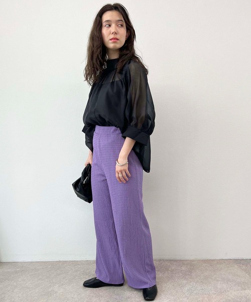 toucher du brise（トゥシェドブリーズ）の「【ウエストゴムで楽チン】プリーツパンツ（その他パンツ・レディース・ブラック/グリーン/パープル/オレンジ/ブルー/ピンク・M）」の20枚目の写真