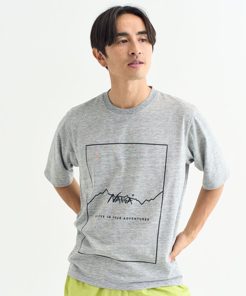 NANGA（ナンガ）の「DRY MIX FRAME LOGO TEE/ドライミックス フレームロゴ ティー（Tシャツ/カットソー・メンズ・ホワイト/ブラック/グレー/マスタード・S/M/L/XL）」の4枚目の写真