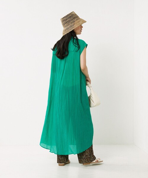 FREAK'S STORE(フリークスストア)の「シアーカラーフレンチスリーブワンピース(シャツワンピース・レディース・ピンク/ブルー/グリーン・フリ-)」の10枚目の写真