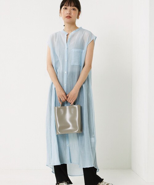 FREAK'S STORE(フリークスストア)の「シアーカラーフレンチスリーブワンピース(シャツワンピース・レディース・ピンク/ブルー/グリーン・フリ-)」の11枚目の写真