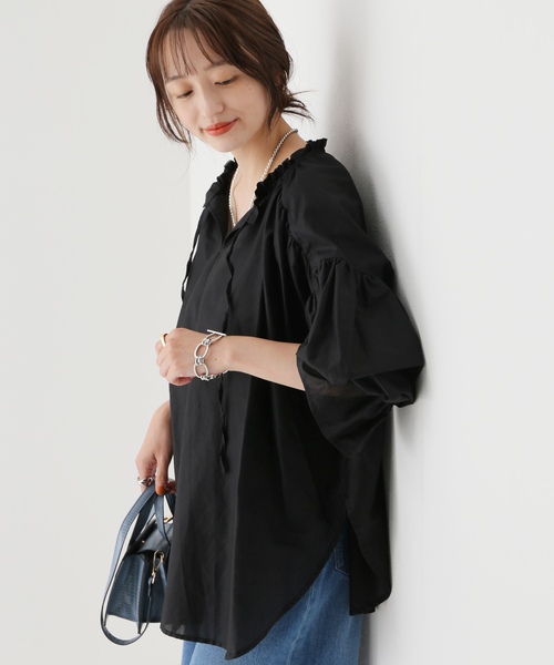 B.C STOCK(ベーセーストック)の「キャンディースリーブ ブラウス(シャツ/ブラウス・レディース・グリーン/ブラック/ホワイト・FREE)」の3枚目の写真