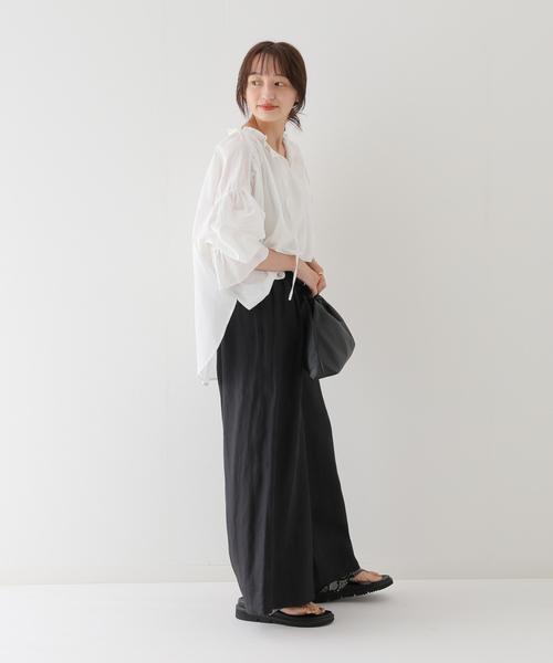 B.C STOCK(ベーセーストック)の「キャンディースリーブ ブラウス(シャツ/ブラウス・レディース・グリーン/ブラック/ホワイト・FREE)」の7枚目の写真