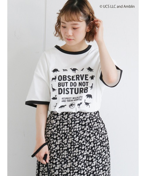 ehka sopo（エヘカソポ）の「【ジュラシック・ワールド】プリントリンガーTシャツ（Tシャツ/カットソー・レディース・ブラウン/オフホワイト/ブルー・ﾌﾘ-）」の2枚目の写真