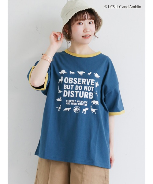 ehka sopo（エヘカソポ）の「【ジュラシック・ワールド】プリントリンガーTシャツ（Tシャツ/カットソー・レディース・ブラウン/オフホワイト/ブルー・ﾌﾘ-）」の3枚目の写真