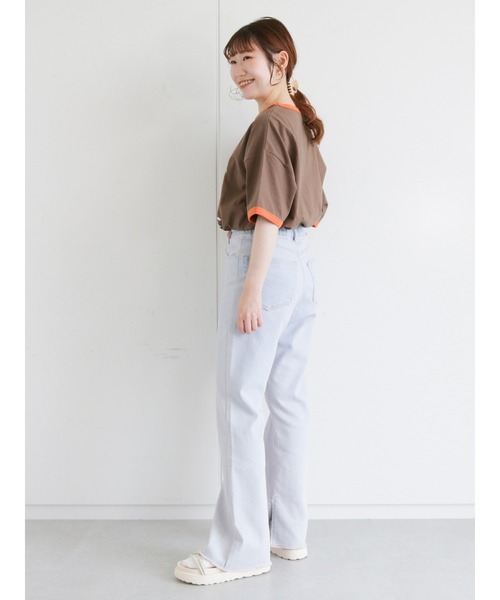 ehka sopo（エヘカソポ）の「【ジュラシック・ワールド】プリントリンガーTシャツ（Tシャツ/カットソー・レディース・ブラウン/オフホワイト/ブルー・ﾌﾘ-）」の6枚目の写真