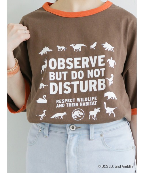 ehka sopo（エヘカソポ）の「【ジュラシック・ワールド】プリントリンガーTシャツ（Tシャツ/カットソー・レディース・ブラウン/オフホワイト/ブルー・ﾌﾘ-）」の9枚目の写真