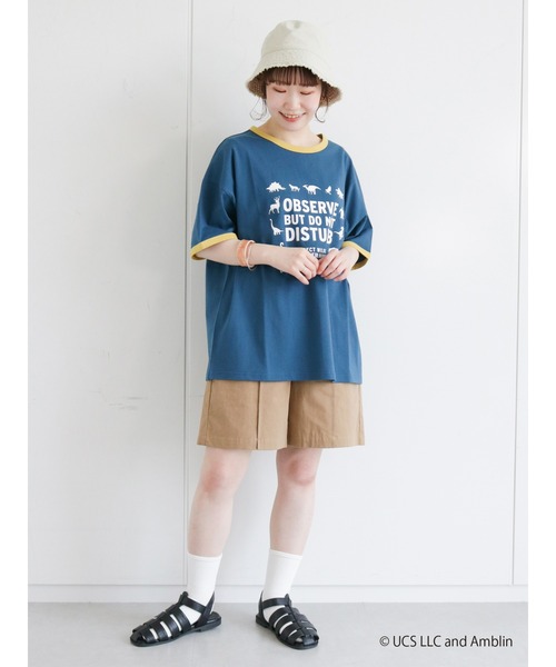 ehka sopo（エヘカソポ）の「【ジュラシック・ワールド】プリントリンガーTシャツ（Tシャツ/カットソー・レディース・ブラウン/オフホワイト/ブルー・ﾌﾘ-）」の10枚目の写真
