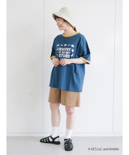 ehka sopo（エヘカソポ）の「【ジュラシック・ワールド】プリントリンガーTシャツ（Tシャツ/カットソー・レディース・ブラウン/オフホワイト/ブルー・ﾌﾘ-）」の11枚目の写真