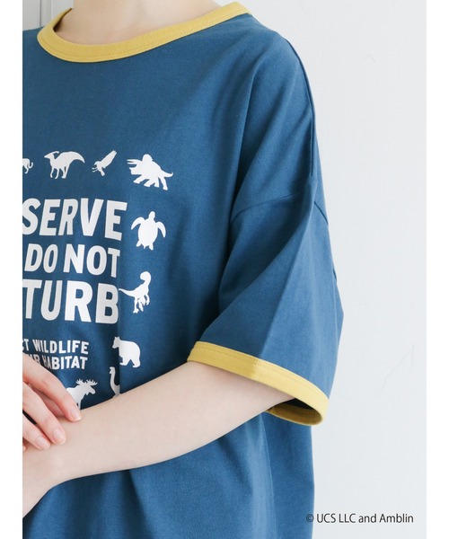 ehka sopo（エヘカソポ）の「【ジュラシック・ワールド】プリントリンガーTシャツ（Tシャツ/カットソー・レディース・ブラウン/オフホワイト/ブルー・ﾌﾘ-）」の15枚目の写真