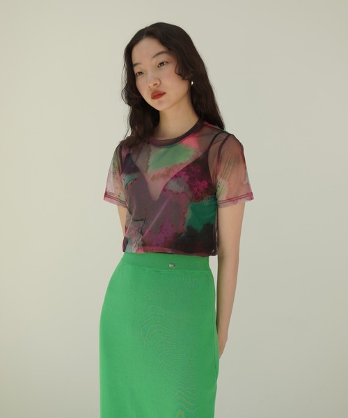 TINA：JOJUN（ティーナジョジュン）の「UNITE SHEER TOPS TINA：JOJUN（Tシャツ/カットソー・レディース・ピンク/オレンジ・M）」の3枚目の写真