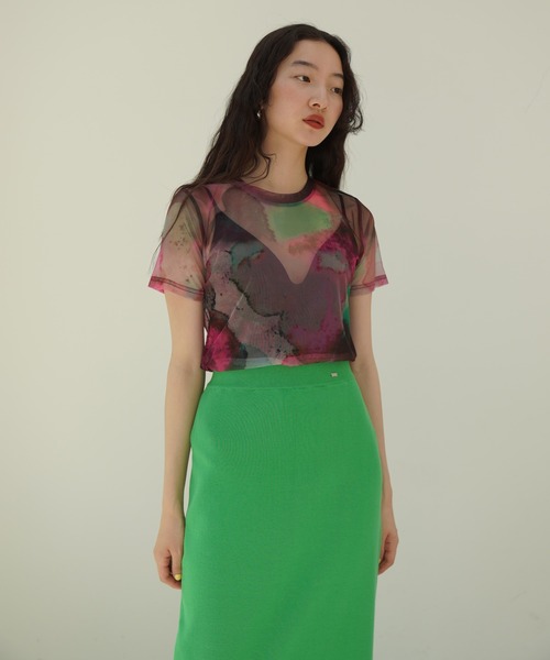 TINA：JOJUN（ティーナジョジュン）の「UNITE SHEER TOPS TINA：JOJUN（Tシャツ/カットソー・レディース・ピンク/オレンジ・M）」の4枚目の写真