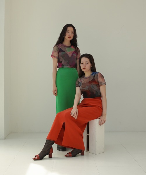 TINA：JOJUN（ティーナジョジュン）の「UNITE SHEER TOPS TINA：JOJUN（Tシャツ/カットソー・レディース・ピンク/オレンジ・M）」の18枚目の写真