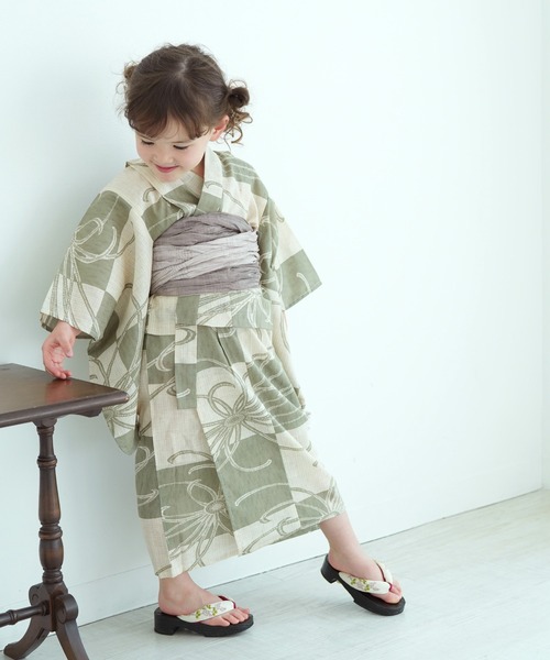 utatane（ウタタネ）の「キッズ浴衣3点セット utatane（浴衣・キッズ・グリーン・110cm/100cm/120cm/130cm）」の2枚目の写真