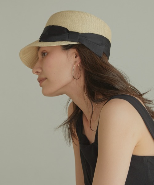 ACYM(アシーム)の「Ribbon tape キャスケット(キャスケット・レディース・ベージュ/アイボリー・FREE)」の2枚目の写真