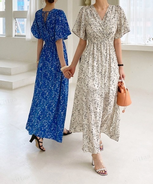 Dalfwin（ダールフィン）の「小花柄カシュクールバックリボン