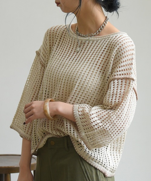 sango（sango）の「ステッチ入ボートネックプルオーバー（Tシャツ/カットソー・レディース・アッシュグレー/ベージュ系その他/モスグリーン・FREE）」の21枚目の写真