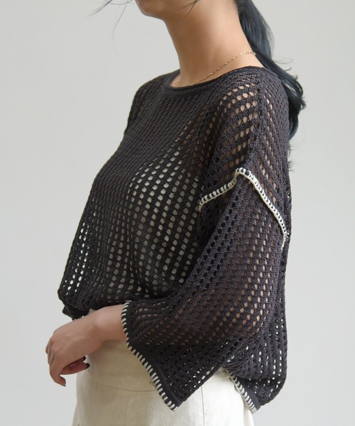 sango（sango）の「ステッチ入ボートネックプルオーバー（Tシャツ/カットソー・レディース・アッシュグレー/ベージュ系その他/モスグリーン・FREE）」の12枚目の写真