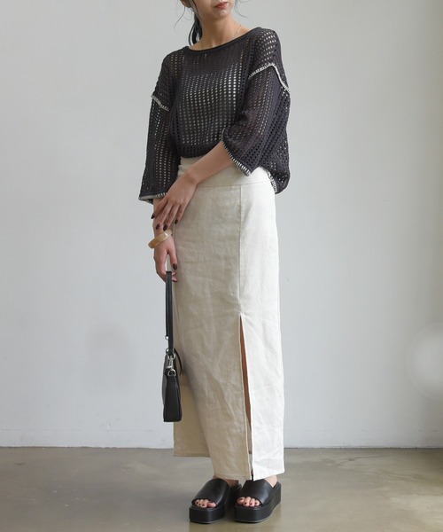 sango（sango）の「ステッチ入ボートネックプルオーバー（Tシャツ/カットソー・レディース・アッシュグレー/ベージュ系その他/モスグリーン・FREE）」の19枚目の写真