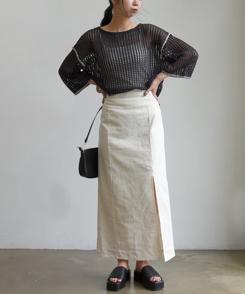 sango（sango）の「ステッチ入ボートネックプルオーバー（Tシャツ/カットソー・レディース・アッシュグレー/ベージュ系その他/モスグリーン・FREE）」の20枚目の写真