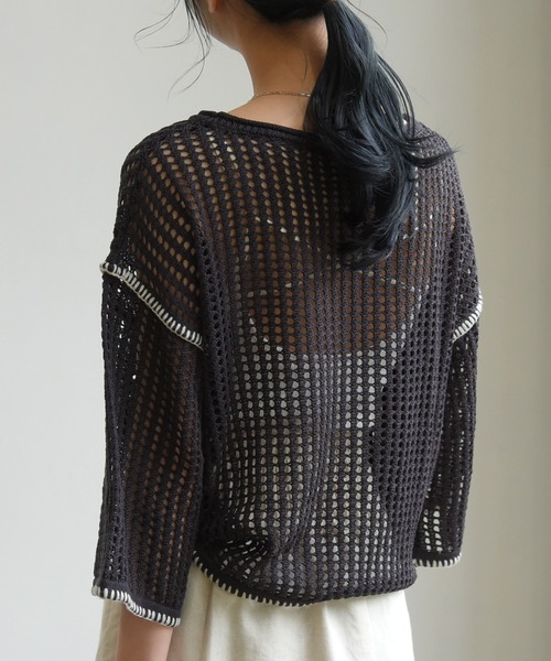 sango（sango）の「ステッチ入ボートネックプルオーバー（Tシャツ/カットソー・レディース・アッシュグレー/ベージュ系その他/モスグリーン・FREE）」の14枚目の写真