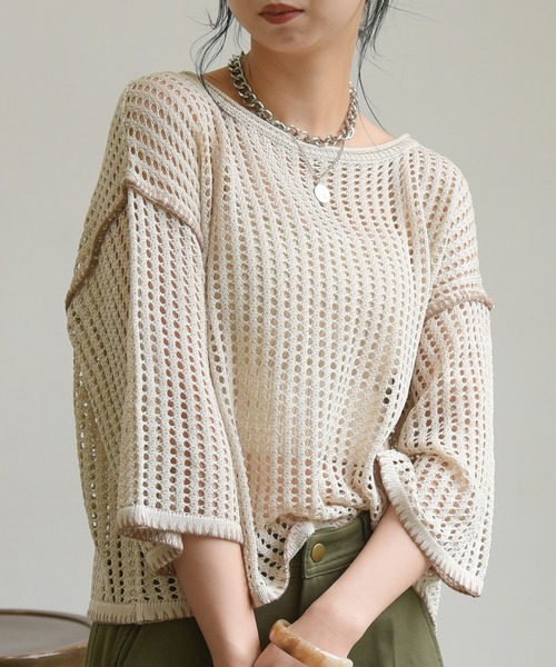 sango（sango）の「ステッチ入ボートネックプルオーバー（Tシャツ/カットソー・レディース・アッシュグレー/ベージュ系その他/モスグリーン・FREE）」の22枚目の写真