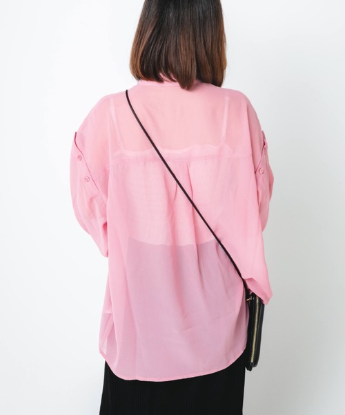 nemne store（ネンネストア）の「【低身長用サイズあり】2way肩開きシアーシャツ（シャツ/ブラウス・レディース・ブラウン/ピンク/グリーン/アイボリー・SMALL/MEDIUM）」の10枚目の写真
