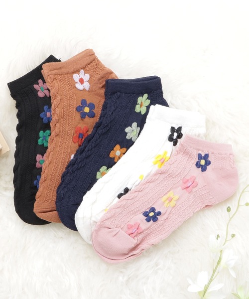 セール】【5色組】花柄ショートソックスセット（ソックス/靴下