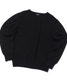 12GへリンボンジャガードVネックニット