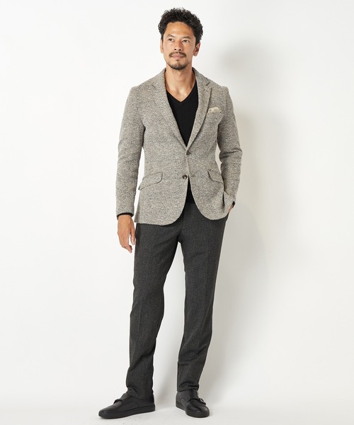 MEN'S BIGI（メンズビギ）の「12GへリンボンジャガードVネックニット（ニット/セーター・メンズ・ブラック/パープル/オフホワイト/ブルー・02/03/01）」の10枚目の写真