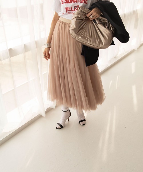 marjour（マージュール）の「TULLE SKIRT（スカート・レディース・ベージュ/ブラック・M）」の4枚目の写真