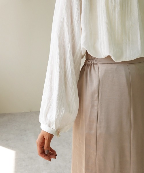 IAMUSE(アイアミューズ)の「【IAMUSE】ドビーストライプ2WAYピンタックチュニックブラウス S0730(その他トップス・レディース・ベージュ/ブラック/ホワイト・FREE)」の11枚目の写真