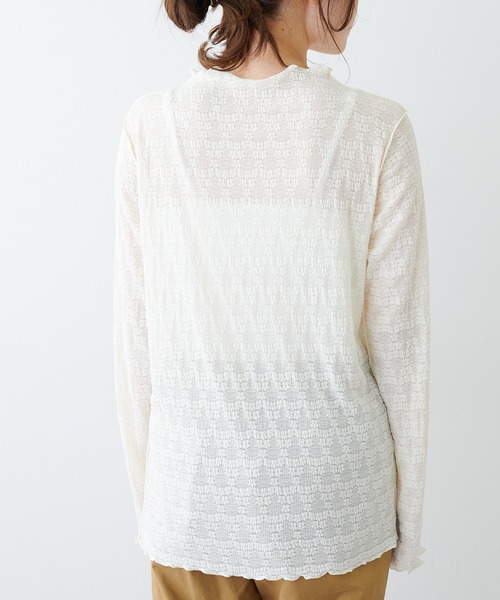 PUAL CE CIN(ピュアルセシン)の「ストレッチレースボトルネックロングスリーブ(Tシャツ/カットソー・レディース・ホワイト/ブラック/アイボリー・FREE)」の6枚目の写真