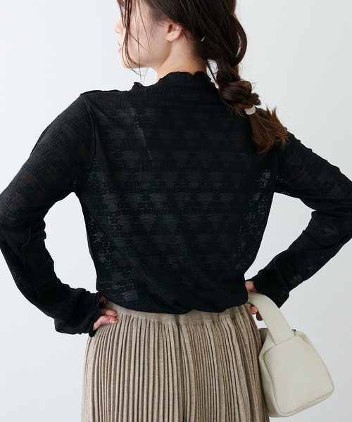 PUAL CE CIN(ピュアルセシン)の「ストレッチレースボトルネックロングスリーブ(Tシャツ/カットソー・レディース・ホワイト/ブラック/アイボリー・FREE)」の14枚目の写真