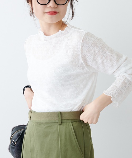 PUAL CE CIN(ピュアルセシン)の「ストレッチレースボトルネックロングスリーブ(Tシャツ/カットソー・レディース・ホワイト/ブラック/アイボリー・FREE)」の17枚目の写真