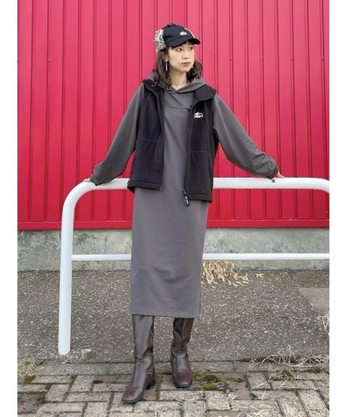 CAMP7（キャンプセブン）の「【CAMP7】エンボスパーカーワンピース（ワンピース・レディース・オリーブ/ダークグレー・L/M）」の20枚目の写真