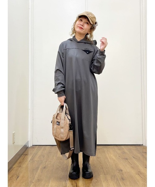 CAMP7（キャンプセブン）の「【CAMP7】エンボスパーカーワンピース（ワンピース・レディース・オリーブ/ダークグレー・L/M）」の15枚目の写真