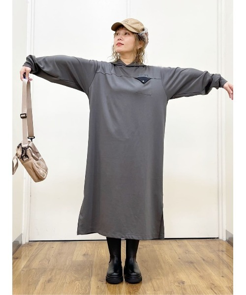 CAMP7（キャンプセブン）の「【CAMP7】エンボスパーカーワンピース（ワンピース・レディース・オリーブ/ダークグレー・L/M）」の16枚目の写真