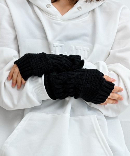 セール】ケーブル編みニットアームウォーマー（アームカバー）｜Alite