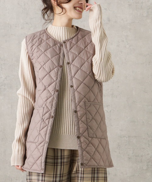 NAVY(ネイビー)の「20Dナイロンチュニック丈キルト中綿ベスト(ベスト・レディース・ピンク/ブラウン/ブラック・M/L)」の3枚目の写真