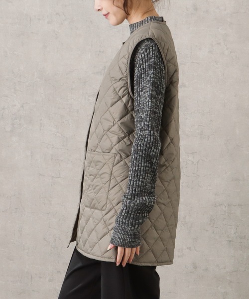 NAVY(ネイビー)の「20Dナイロンチュニック丈キルト中綿ベスト(ベスト・レディース・ピンク/ブラウン/ブラック・M/L)」の13枚目の写真