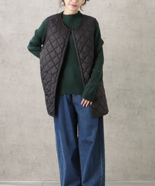 NAVY(ネイビー)の「20Dナイロンチュニック丈キルト中綿ベスト(ベスト・レディース・ピンク/ブラウン/ブラック・M/L)」の9枚目の写真