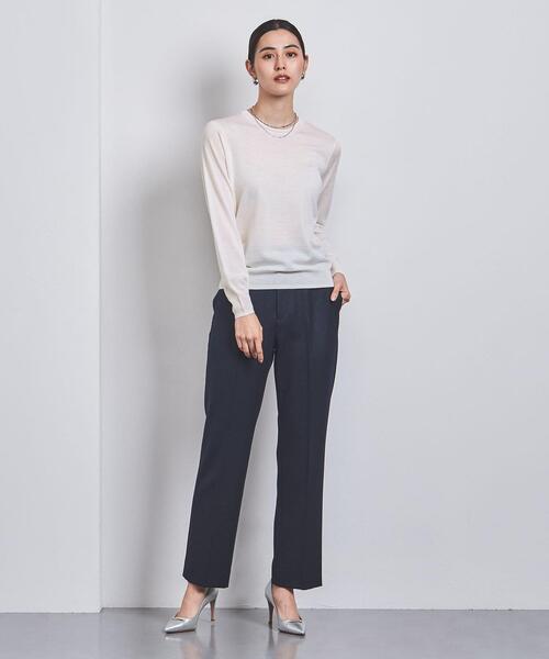 UNITED ARROWS(ユナイテッドアローズ)の「W 18G クルーネック ニット(ニット/セーター・レディース・オフホワイト/ダークグレー/イエロー・FREE)」の8枚目の写真