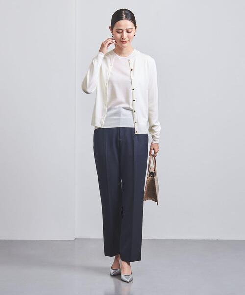 UNITED ARROWS(ユナイテッドアローズ)の「W 18G クルーネック ニット(ニット/セーター・レディース・オフホワイト/ダークグレー/イエロー・FREE)」の9枚目の写真
