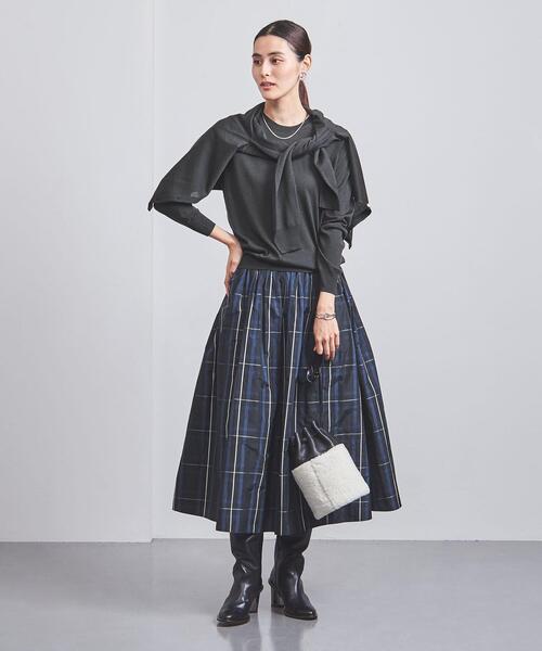 UNITED ARROWS(ユナイテッドアローズ)の「W 18G クルーネック ニット(ニット/セーター・レディース・オフホワイト/ダークグレー/イエロー・FREE)」の15枚目の写真