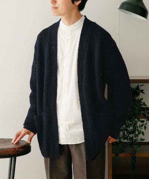 ITEMS URBANRESEARCH(アイテムズ アーバンリサーチ)の「モヘアタッチ リブニットカーディガン(ニット/セーター・メンズ・ミント/ネイビー/オフホワイト・MEDIUM/LARGE)」の3枚目の写真