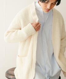 モヘアタッチ リブニットカーディガン